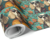 Engelse Setter met hart Rozen Valentijnsdag Cadeaupapier (Rol Hoek)