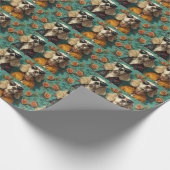 Engelse Setter met hart Rozen Valentijnsdag Cadeaupapier (Hoek)