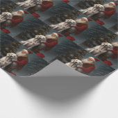 Engelse Setter met Kerstman Feestelijke Kerstmis Cadeaupapier (Hoek)