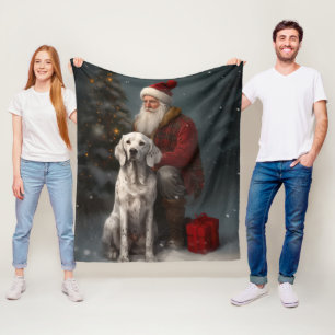 Engelse Setter met Kerstman Feestelijke Kerstmis Fleece Deken