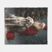 Engelse Setter met Kerstman Feestelijke Kerstmis Fleece Deken (Voorkant (Horizontaal))