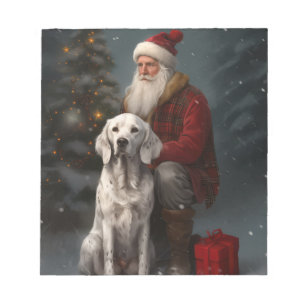 Engelse Setter met Kerstman Feestelijke Kerstmis Notitieblok