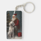 Engelse Setter met Kerstman Feestelijke Kerstmis Sleutelhanger (achterkant)