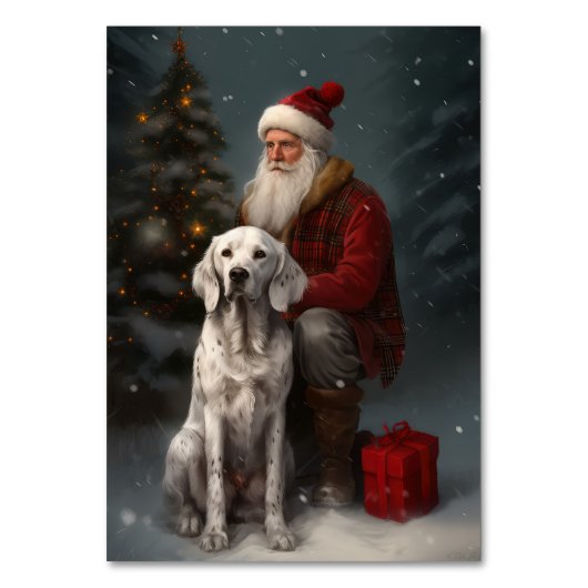 Engelse Setter met Kerstman Festieve Kerstmis Kaart (Voorkant)