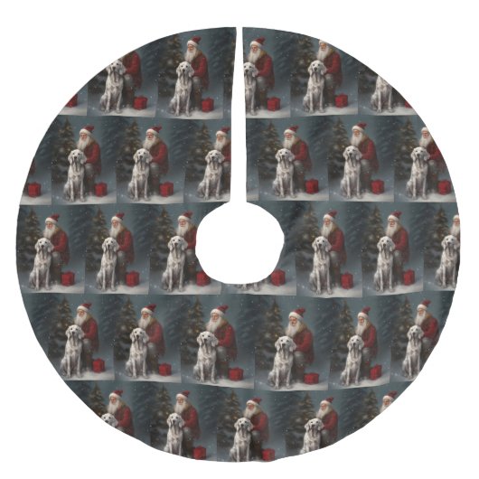 Engelse Setter met Kerstman Festieve Kerstmis Kerstboom Rok (Voorkant)