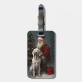 Engelse Setter met Kerstman Festive Kerstmis Bagagelabel (Achterkant verticaal)