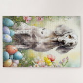 Engelse Setter met paaseieren Legpuzzel (Horizontaal)