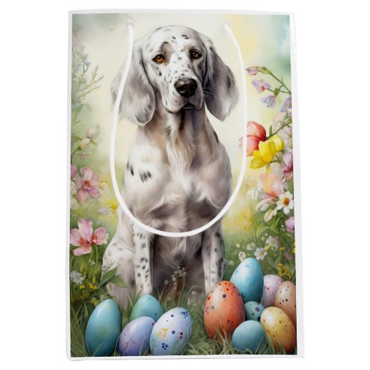 Engelse Setter met paaseieren Medium Cadeauzakje (Voorkant)