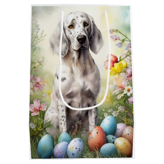 Engelse Setter met paaseieren Medium Cadeauzakje (Achterkant)
