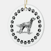 Engelse Setter met Pawprints Keramisch Ornament (Links)