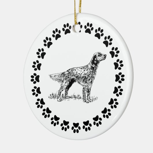 Engelse Setter met Pawprints Keramisch Ornament (Links)