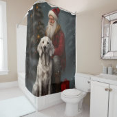 Engelse setter met sinterklaas feestelijke kerst douchegordijn (In situ)