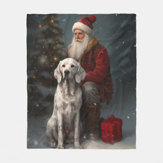 Engelse setter met sinterklaas feestelijke kerst fleece deken (Voorkant)
