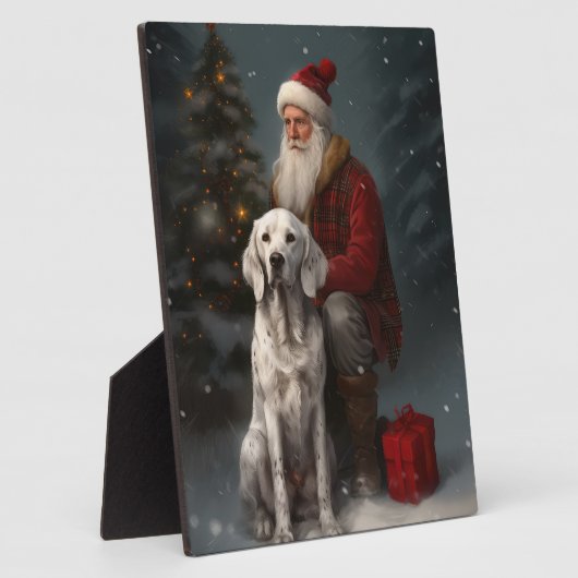 Engelse setter met sinterklaas feestelijke kerst fotoplaat (Zijkant)