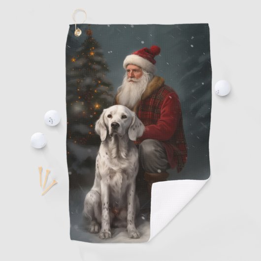 Engelse setter met sinterklaas feestelijke kerst golfhanddoek (Insitu)
