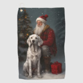 Engelse setter met sinterklaas feestelijke kerst golfhanddoek (Voorkant)