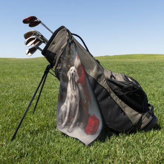 Engelse setter met sinterklaas feestelijke kerst golfhanddoek (Groen)