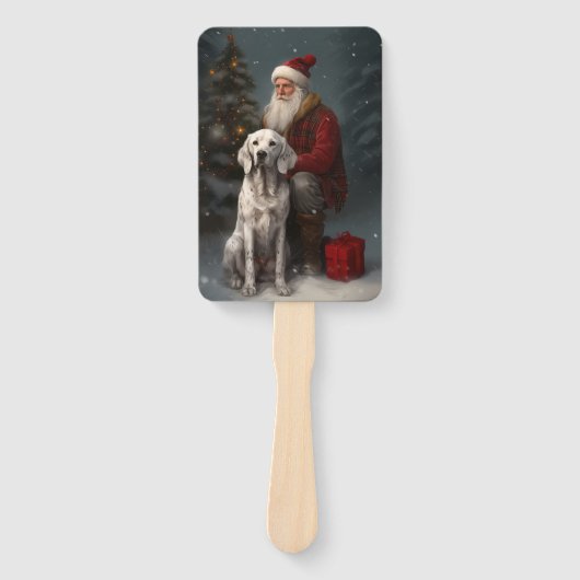 Engelse setter met sinterklaas feestelijke kerst handwaaier (Voorkant)
