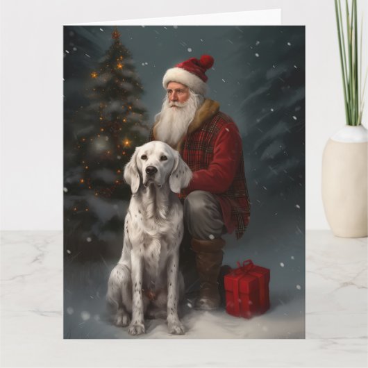 Engelse setter met sinterklaas feestelijke kerst kaart (Voorkant)