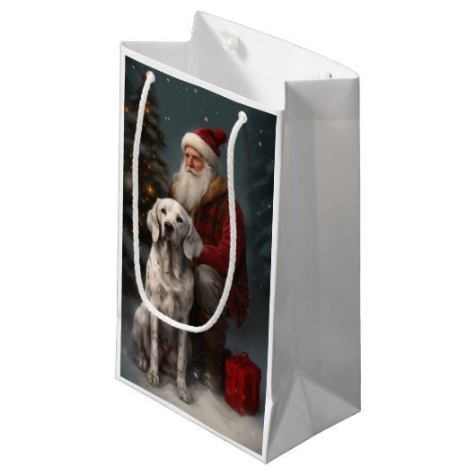 Engelse setter met sinterklaas feestelijke kerst klein cadeauzakje (Voorkant Gekanteld)