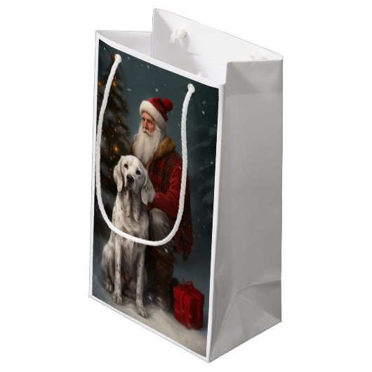 Engelse setter met sinterklaas feestelijke kerst klein cadeauzakje (Achterkant Gekanteld)