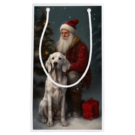 Engelse setter met sinterklaas feestelijke kerst klein cadeauzakje (Voorkant)