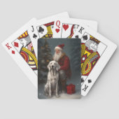 Engelse setter met sinterklaas feestelijke kerst pokerkaarten (Achterkant)
