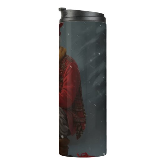 Engelse setter met sinterklaas feestelijke kerst thermosbeker (Geroteerd rechts)