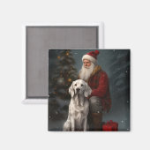 Engelse Setter Met Sinterklaas Festive Kerstmis Magneet (Voorkant / Achterkant)