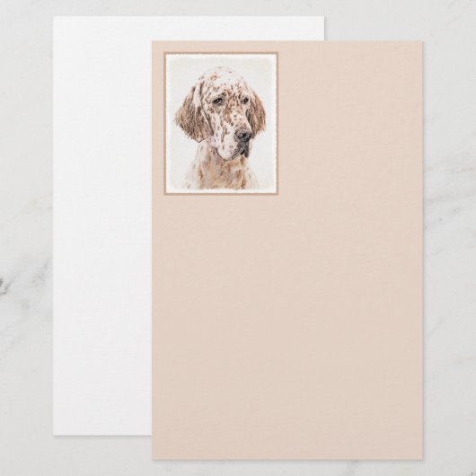 Engelse Setter Oranje Belton Painting Dog Art (Voorkant / Achterkant)