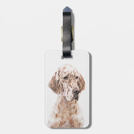 Engelse Setter Oranje Belton Painting Dog Art Bagagelabel (Achterkant verticaal)