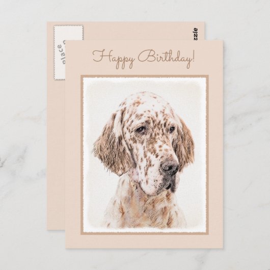Engelse Setter Oranje Belton Painting Dog Art Briefkaart (Voorkant / Achterkant)