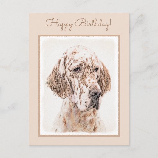 Engelse Setter Oranje Belton Painting Dog Art Briefkaart (Voorkant)