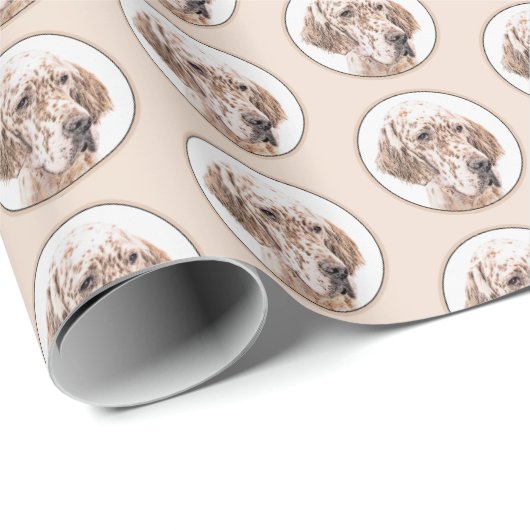 Engelse Setter Oranje Belton Painting Dog Art Cadeaupapier (Rol Hoek)