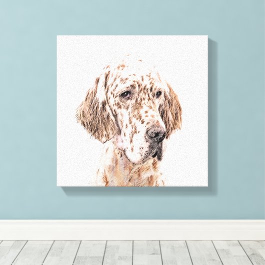 Engelse Setter Oranje Belton Painting Dog Art Canvas Afdruk (Insitu (Houten vloer))