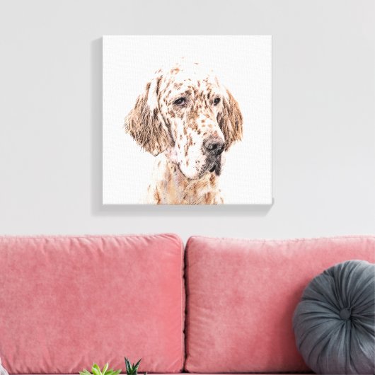 Engelse Setter Oranje Belton Painting Dog Art Canvas Afdruk (Insitu (Woonkamer))