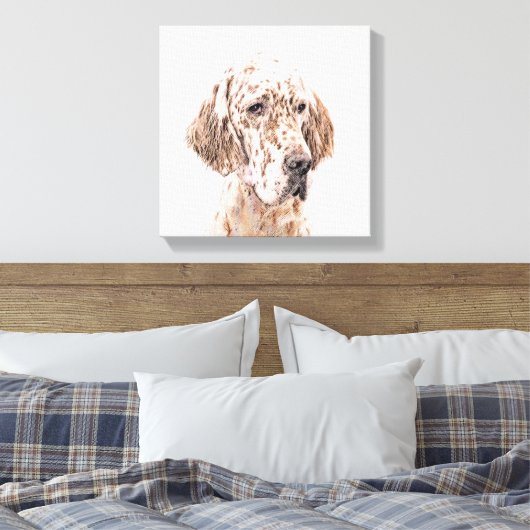 Engelse Setter Oranje Belton Painting Dog Art Canvas Afdruk (Insitu (Slaapkamer))