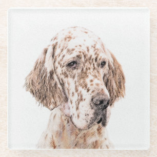 Engelse Setter Oranje Belton Painting Dog Art Glazen Onderzetter