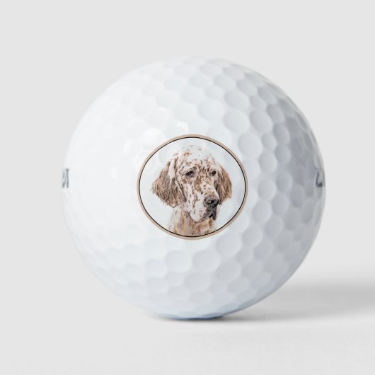 Engelse Setter Oranje Belton Painting Dog Art Golfballen (Voorkant)