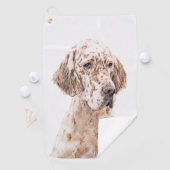 Engelse Setter Oranje Belton Painting Dog Art Golfhanddoek (Insitu)