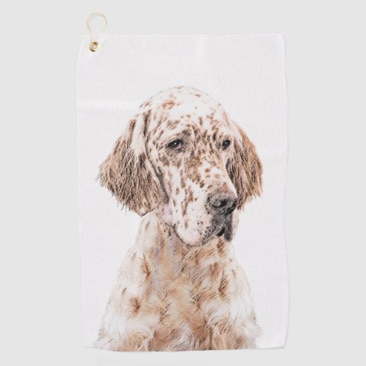 Engelse Setter Oranje Belton Painting Dog Art Golfhanddoek (Voorkant)