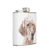 Engelse Setter Oranje Belton Painting Dog Art Heupfles (Rechts)