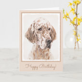 Engelse Setter Oranje Belton Painting Dog Art Kaart (Gele Bloem)