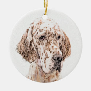 Engelse Setter Oranje Belton Painting Dog Art Keramisch Ornament