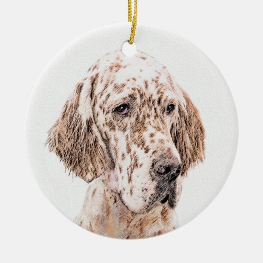 Engelse Setter Oranje Belton Painting Dog Art Keramisch Ornament (Voorkant)