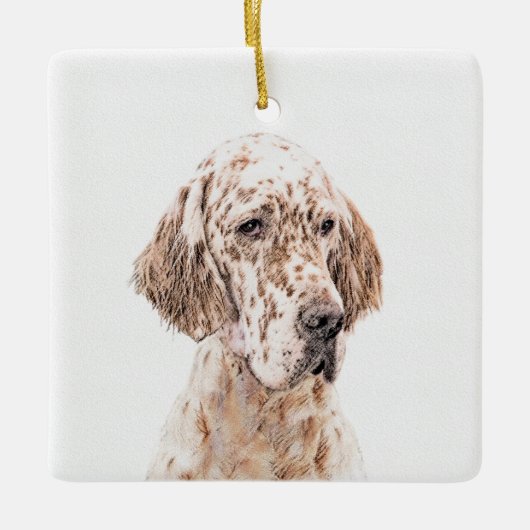 Engelse Setter Oranje Belton Painting Dog Art Keramisch Ornament (Voorkant)