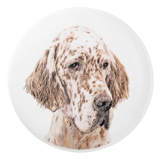 Engelse Setter Oranje Belton Painting Dog Art Keramische Knop (Voorkant)