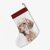 Engelse Setter Oranje Belton Painting Dog Art Kleine Kerstsok (Achterkant (Hangend))