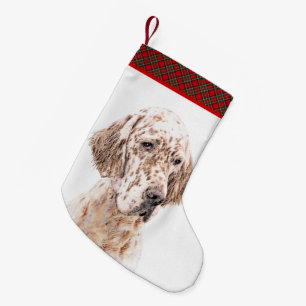 Engelse Setter Oranje Belton Painting Dog Art Kleine Kerstsok
