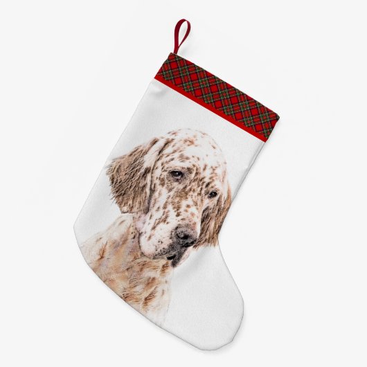 Engelse Setter Oranje Belton Painting Dog Art Kleine Kerstsok (Voorkant (Hangend))